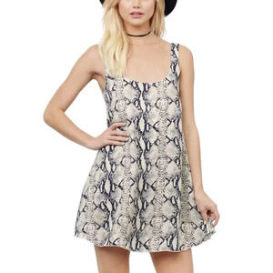 Tobi Beige Snakeskin Low Back Mini Shift Dress S